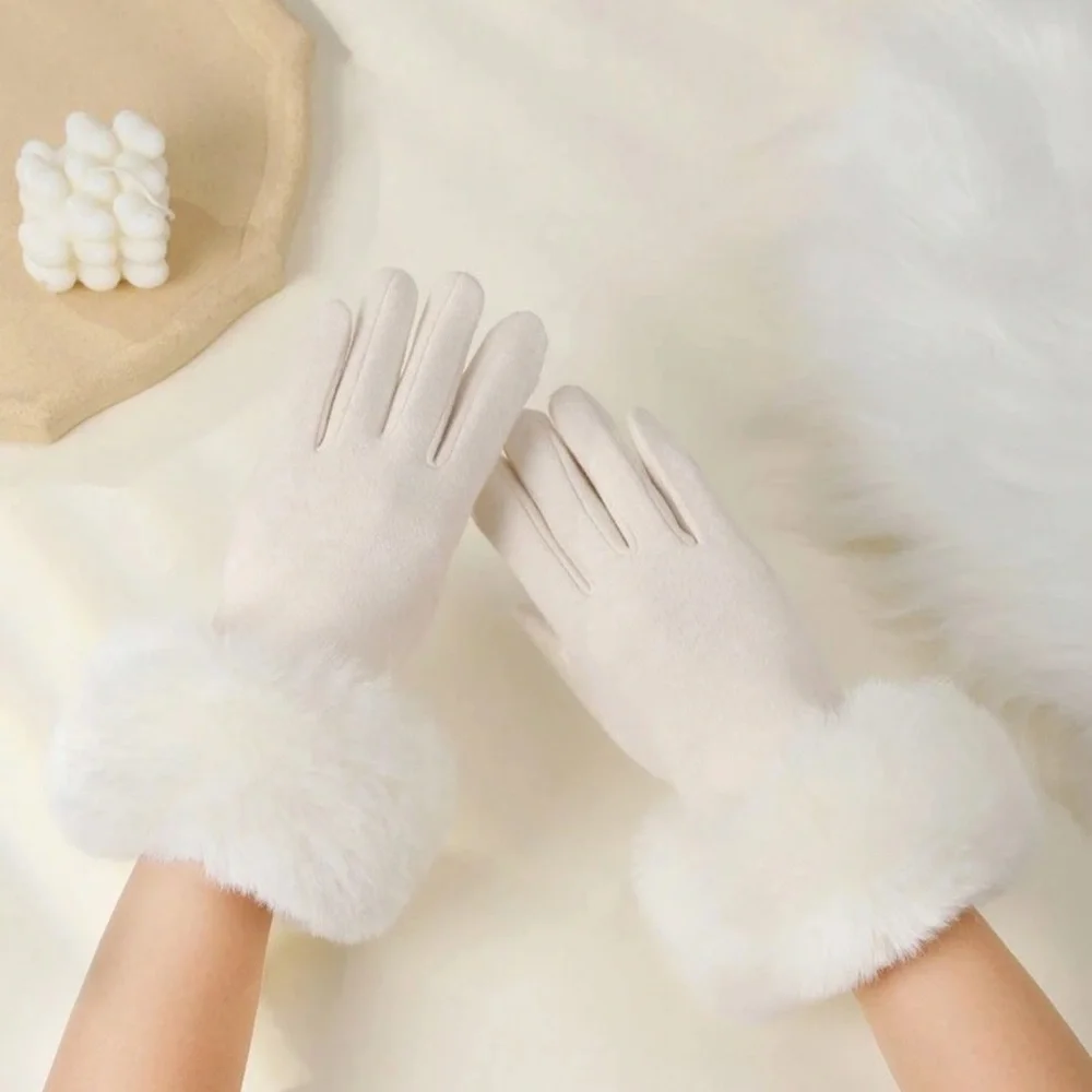 1pair White Solid Color Elegant Casual Polyester Embroidered Women Gloves,